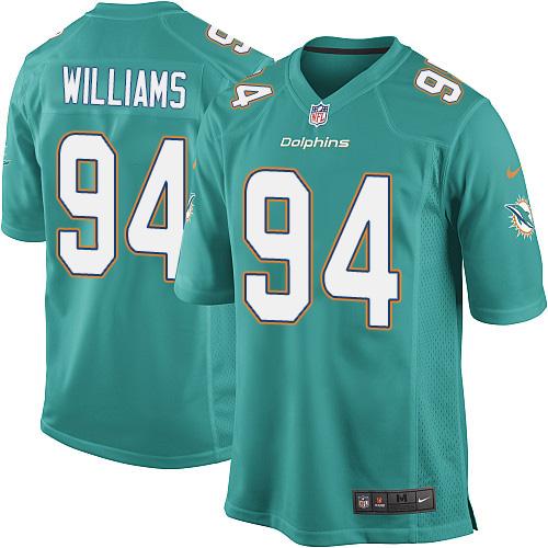  Dolphins #94 Mario Williams Aqua Green Team Color Youth Stitched NFL Elite Jersey