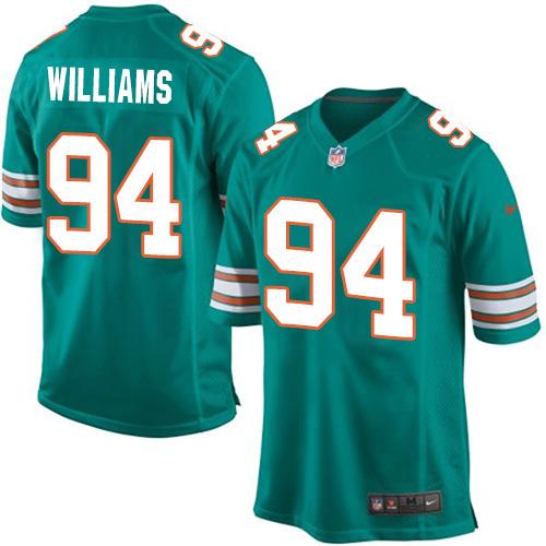  Dolphins #94 Mario Williams Aqua Green Alternate Youth Stitched NFL Elite Jersey