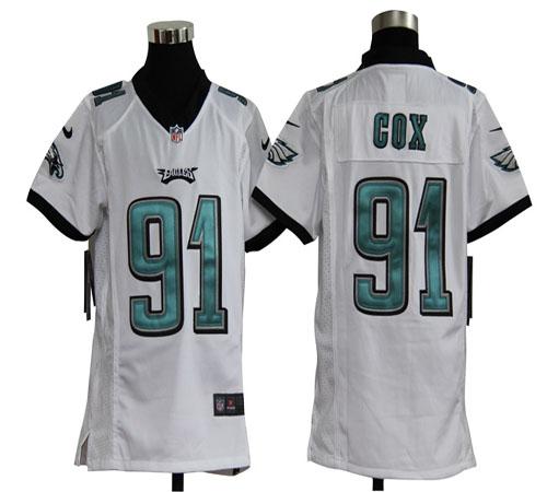  Eagles #91 Fletcher Cox White Youth Stitched NFL Elite Jersey