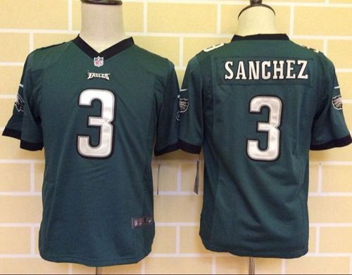  Eagles #3 Mark Sanchez Midnight Green Team Color Youth Stitched NFL New Elite Jersey