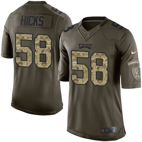  Eagles #58 Jordan Hicks Green Youth Stitched NFL Limited Salute to Service Jersey