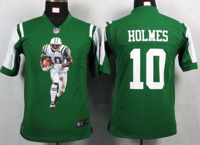  Jets #10 Santonio Holmes Green Team Color Youth Portrait Fashion NFL Game Jersey