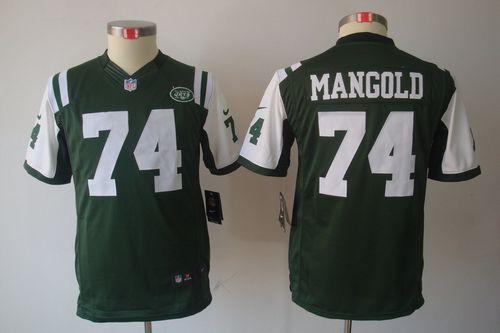  Jets #74 Nick Mangold Green Team Color Youth Stitched NFL Limited Jersey