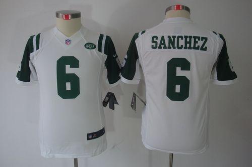  Jets #6 Mark Sanchez White Youth Stitched NFL Limited Jersey