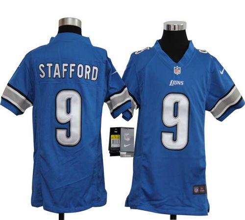  Lions #9 Matthew Stafford Light Blue Team Color Youth Stitched NFL Elite Jersey