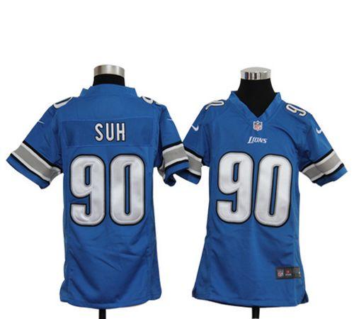  Lions #90 Ndamukong Suh Light Blue Team Color Youth Stitched NFL Elite Jersey