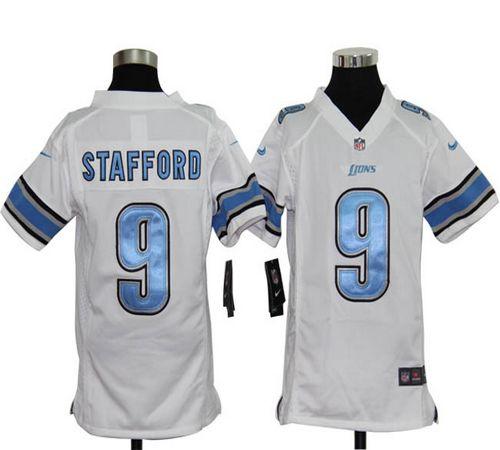  Lions #9 Matthew Stafford White Youth Stitched NFL Elite Jersey