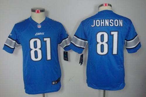  Lions #81 Calvin Johnson Light Blue Team Color Youth Stitched NFL Limited Jersey