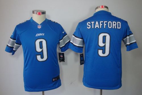 Lions #9 Matthew Stafford Light Blue Team Color Youth Stitched NFL Limited Jersey
