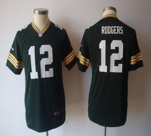 Packers #12 Aaron Rodgers Green Team Color Youth NFL Game Jersey