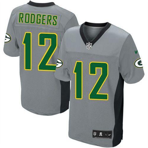  Packers #12 Aaron Rodgers Grey Shadow Youth Stitched NFL Elite Jersey