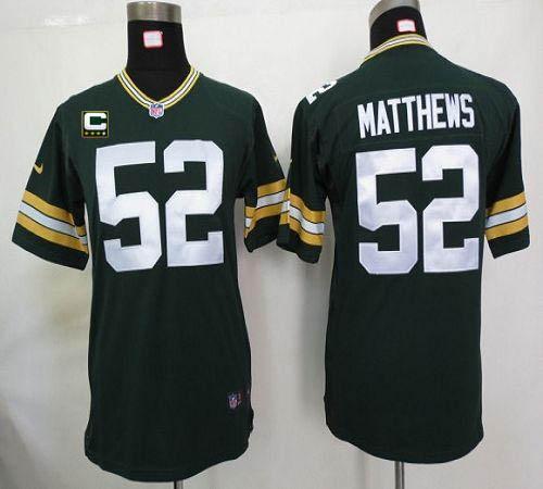  Packers #52 Clay Matthews Green Team Color With C Patch Youth Stitched NFL Elite Jersey