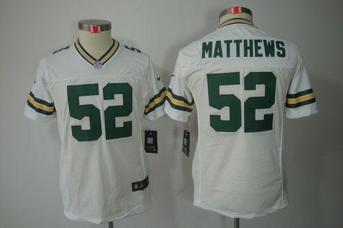  Packers #52 Clay Matthews White Youth Stitched NFL Limited Jersey