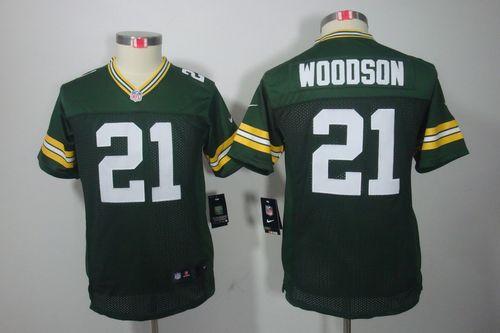  Packers #21 Charles Woodson Green Team Color Youth Stitched NFL Limited Jersey
