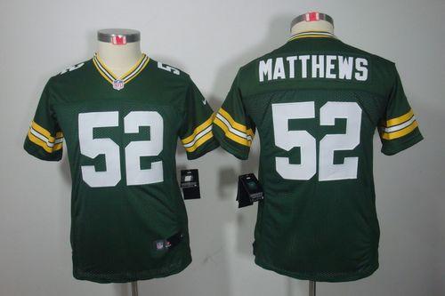  Packers #52 Clay Matthews Green Team Color Youth Stitched NFL Limited Jersey