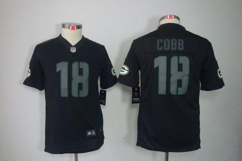  Packers #18 Randall Cobb Black Impact Youth Stitched NFL Limited Jersey