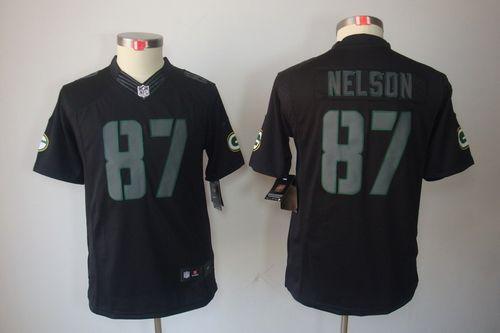  Packers #87 Jordy Nelson Black Impact Youth Stitched NFL Limited Jersey