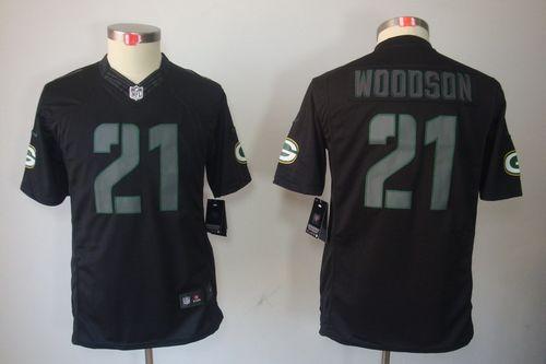  Packers #21 Charles Woodson Black Impact Youth Stitched NFL Limited Jersey