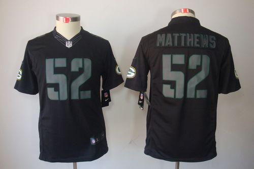  Packers #52 Clay Matthews Black Impact Youth Stitched NFL Limited Jersey