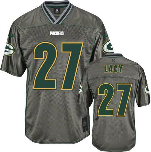  Packers #27 Eddie Lacy Grey Youth Stitched NFL Elite Vapor Jersey