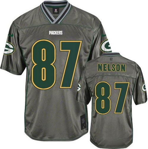  Packers #87 Jordy Nelson Grey Youth Stitched NFL Elite Vapor Jersey