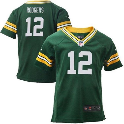 Toddler  Packers #12 Aaron Rodgers Green Team Color Stitched NFL Elite Jersey