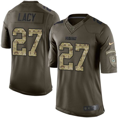  Packers #27 Eddie Lacy Green Youth Stitched NFL Limited Salute to Service Jersey