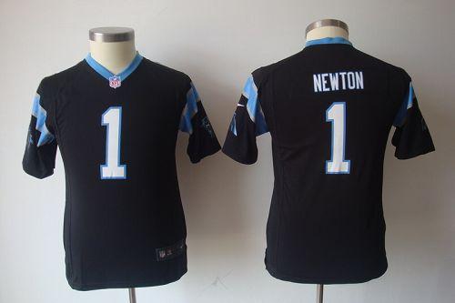  Panthers #1 Cam Newton Black Team Color Youth NFL Game Jersey