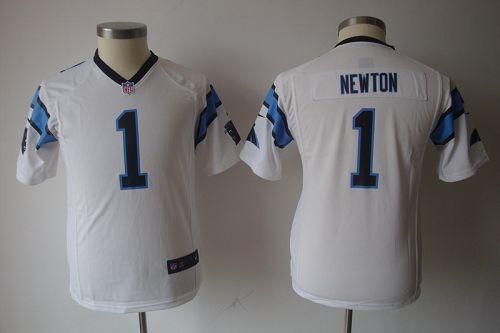  Panthers #1 Cam Newton White Youth NFL Game Jersey