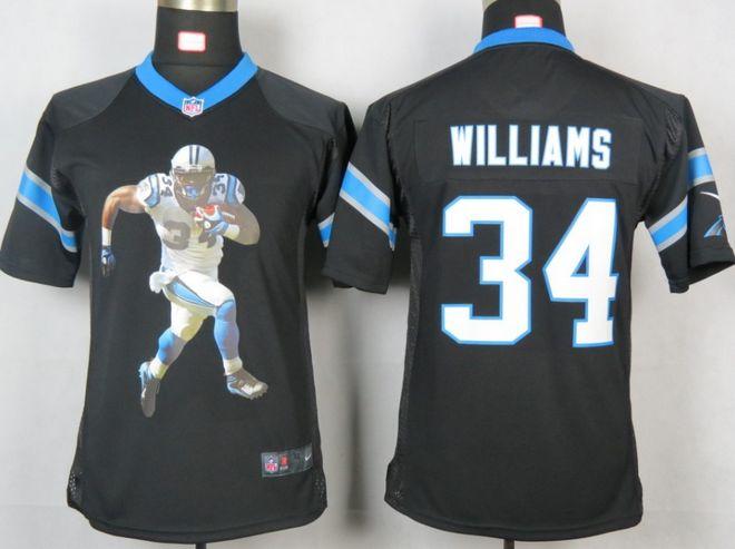  Panthers #34 DeAngelo Williams Black Team Color Youth Portrait Fashion NFL Game Jersey