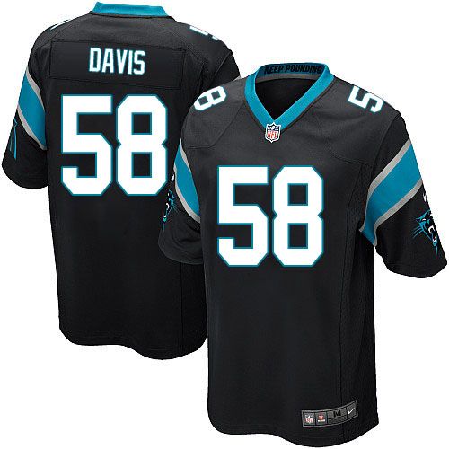  Panthers #58 Thomas Davis Black Team Color Youth Stitched NFL Elite Jersey