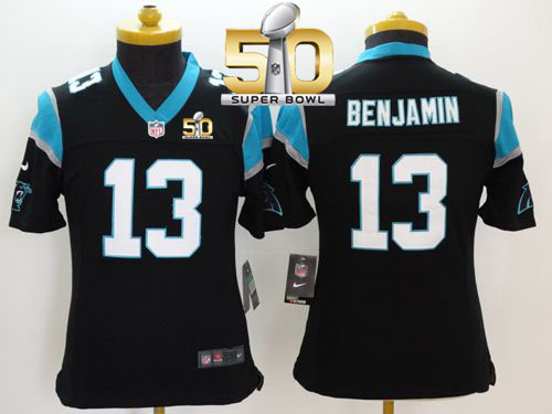  Panthers #13 Kelvin Benjamin Black Team Color Super Bowl 50 Youth Stitched NFL Limited Jersey
