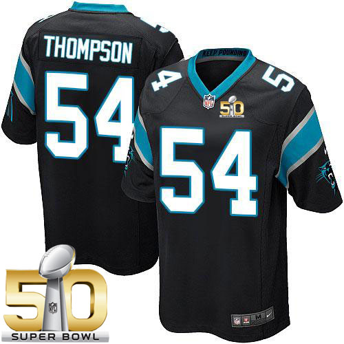  Panthers #54 Shaq Thompson Black Team Color Super Bowl 50 Youth Stitched NFL Elite Jersey