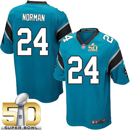  Panthers #24 Josh Norman Blue Alternate Super Bowl 50 Youth Stitched NFL Elite Jersey