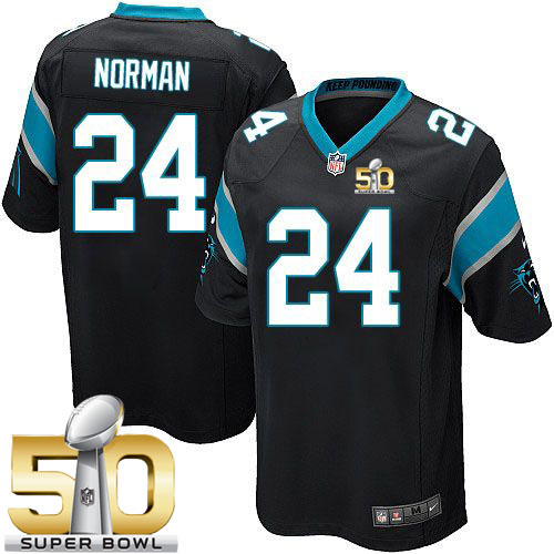  Panthers #24 Josh Norman Black Team Color Super Bowl 50 Youth Stitched NFL Elite Jersey