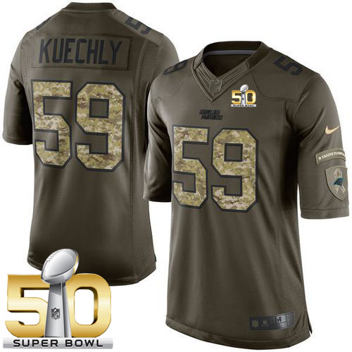  Panthers #59 Luke Kuechly Green Super Bowl 50 Youth Stitched NFL Limited Salute to Service Jersey