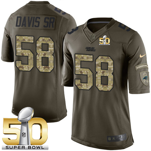  Panthers #58 Thomas Davis Sr Green Super Bowl 50 Youth Stitched NFL Limited Salute to Service Jersey