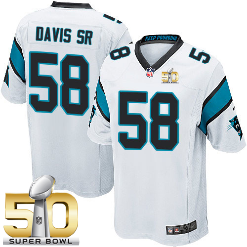 Panthers #58 Thomas Davis Sr White Super Bowl 50 Youth Stitched NFL Elite Jersey