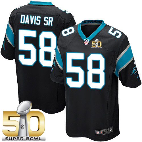  Panthers #58 Thomas Davis Sr Black Team Color Super Bowl 50 Youth Stitched NFL Elite Jersey