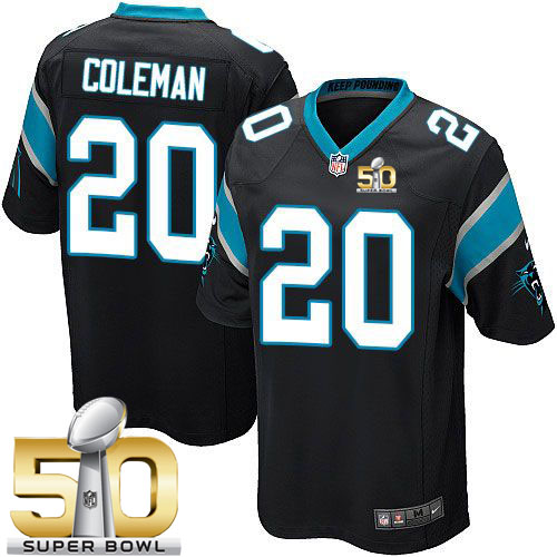  Panthers #20 Kurt Coleman Black Team Color Super Bowl 50 Youth Stitched NFL Elite Jersey