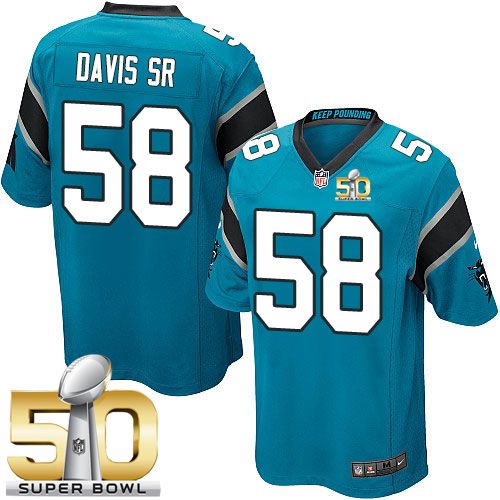  Panthers #58 Thomas Davis Sr Blue Alternate Super Bowl 50 Youth Stitched NFL Elite Jersey