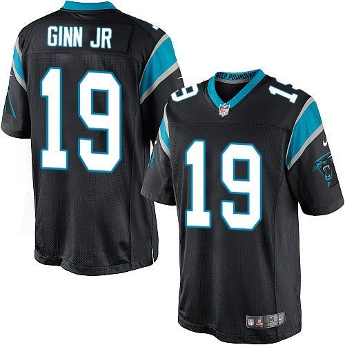  Panthers #19 Ted Ginn Jr Black Team Color Youth Stitched NFL Elite Jersey