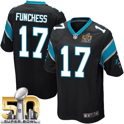  Panthers #17 Devin Funchess Black Team Color Super Bowl 50 Youth Stitched NFL Elite Jersey