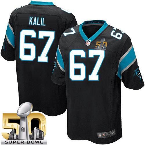 Nike Panthers #67 Ryan Kalil Black Team Color Super Bowl 50 Youth ...
