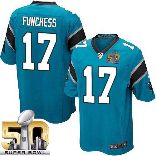  Panthers #17 Devin Funchess Blue Alternate Super Bowl 50 Youth Stitched NFL Elite Jersey