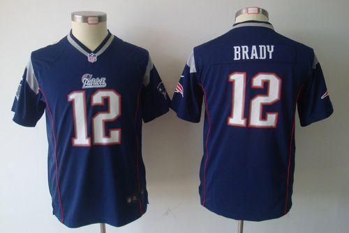  Patriots #12 Tom Brady Navy Blue Team Color Youth NFL Game Jersey