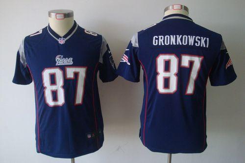  Patriots #87 Rob Gronkowski Navy Blue Team Color Youth NFL Game Jersey
