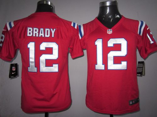  Patriots #12 Tom Brady Red Alternate Youth Stitched NFL Elite Jersey