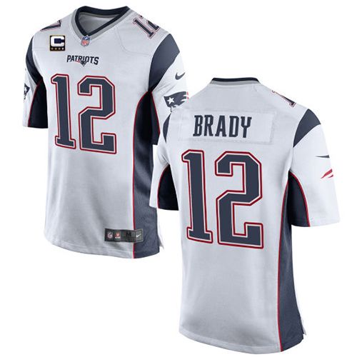 Nike Patriots #12 Tom Brady White With C Patch Youth Stitched NFL ...