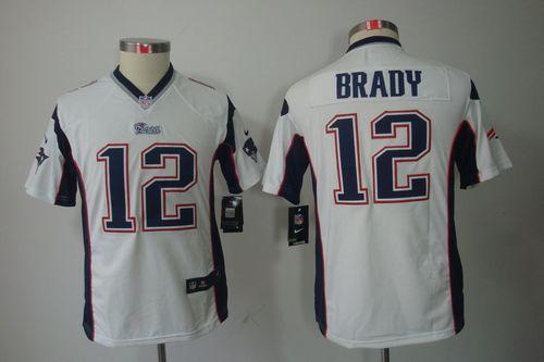  Patriots #12 Tom Brady White Youth Stitched NFL Limited Jersey